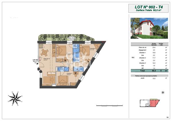 Appartement T4 avec petit extérieur (Plateau à aménager), Montchat Bazin, Lyon 3ème (69003)