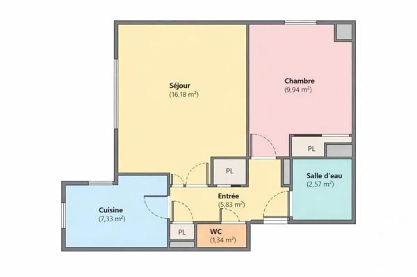 Appartement F2 à vendre  2 pièces - 43,19 m 2   CHESSY  - 77