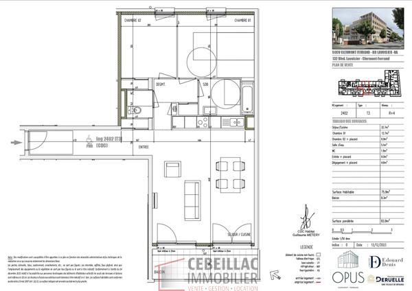 Appartement T3 Résidence OPUS avec garage double - Plafonnement LLI