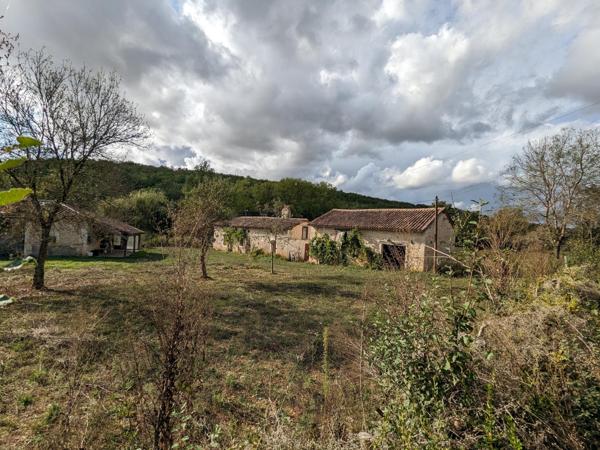 Ancienne ferme à restaurer sur 1ha de prés au bord de la rivière Lère.