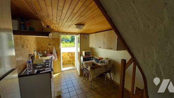 Maison de ville a étage avec un grand jardin arboré.