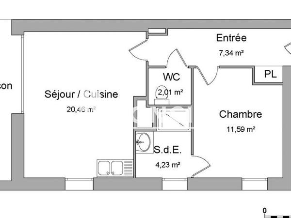 Location Appartement 2 pièces 45.63 m² - 3 A RUE LOUIS ARAGON Rennes 35000