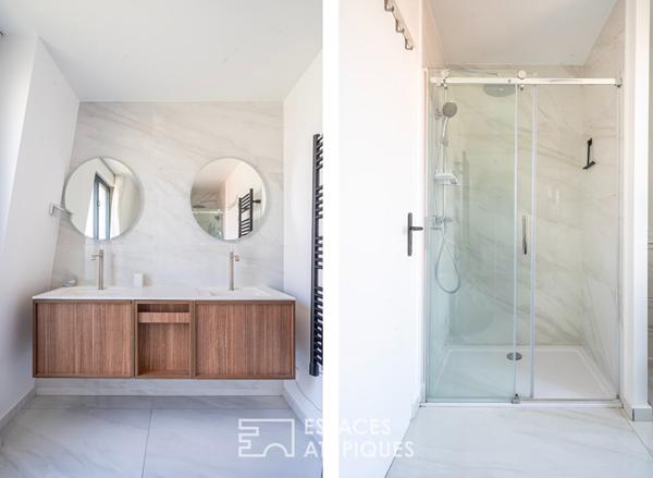 Maison d’architecte avec terrasses et couloir de nage