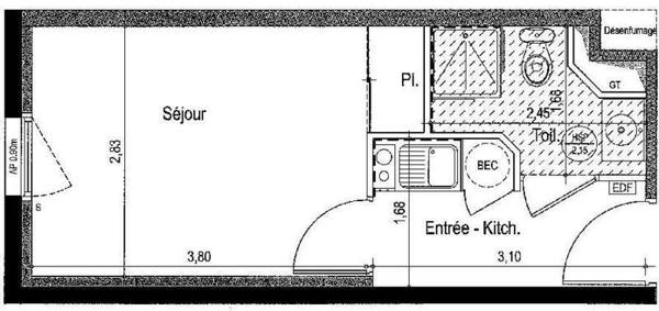 Appartement 1 pièce - 44300 Nantes -  Bourgeonnière-Petit Port