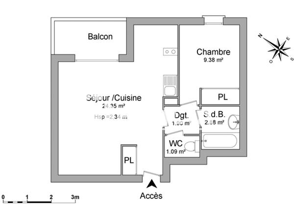 Location Appartement 2 pièces 40.95 m² - 53 CHEMIN DE LA GARONNE Toulouse 31200
