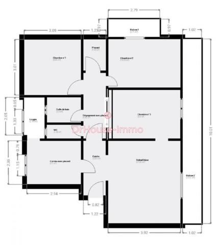 Appartement à vendre 4 pièces de 68 m²
