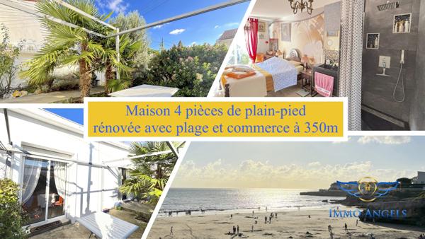MAISON RÉNOVÉE DE PLAIN-PIED AVEC PLAGE ET COMMERCE À PIED