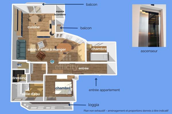 Appartement 3 pièces - 97 m² Exclusivité efficity