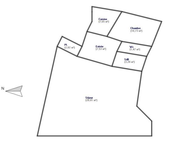 Appartement 2 pièces - 61 m²