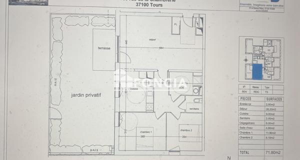 À vendre Appartement 3 pièces 71 m² - Tours 37100