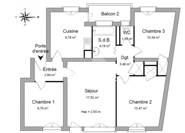 À vendre - Appartement T4 de 72,73 m² à Séméac - Loué