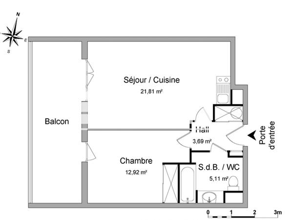 Location Appartement 2 pièces 43.53 m² - 20/24 AV COROT Marseille 13013