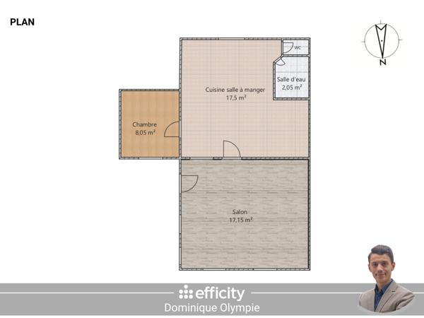 Appartement 3 pièces - 46 m² Exclusivité efficity