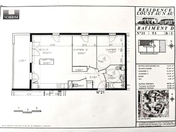 APPARTEMENT DERNIER ETAGE T3 PROCHE MAIRIE