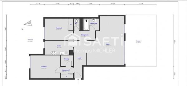 Appartement 3-4 pièces avec jardin, box et cave dans résidence très calme et sécurisée avec piscine
