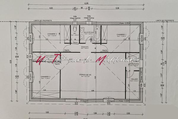 Maison familiale de 90m2 habitables, plain pied, 3 chambres, jardin