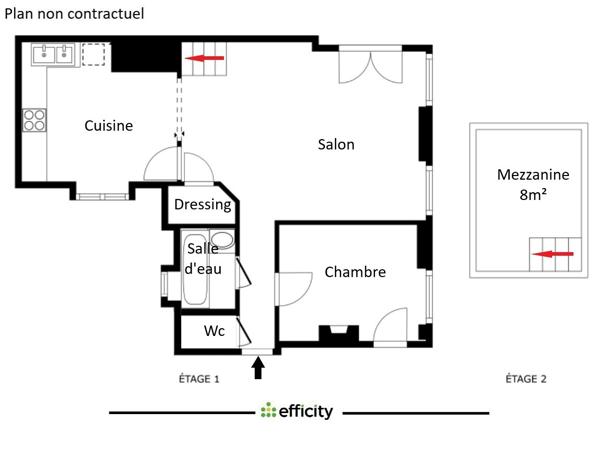 Appartement 2 pièces - 50 m² Exclusivité efficity