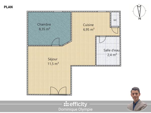 Appartement 2 pièces - 31 m² Exclusivité efficity