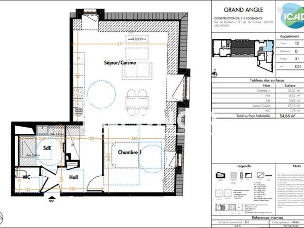 Location Appartement 2 pièces 54.7 m² - 3 RUE DE ROUFFACH Mulhouse 68200