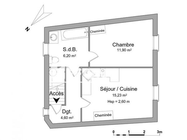 Location Appartement 2 pièces 35 m² - 9 RUE PASTEUR Rochefort 17300