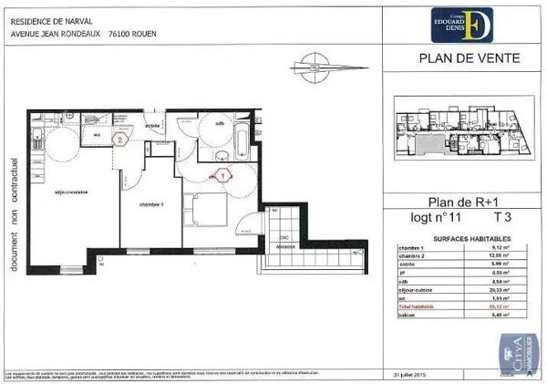 Appartement à louer 3 pièces 55.12m² Rouen (76100)