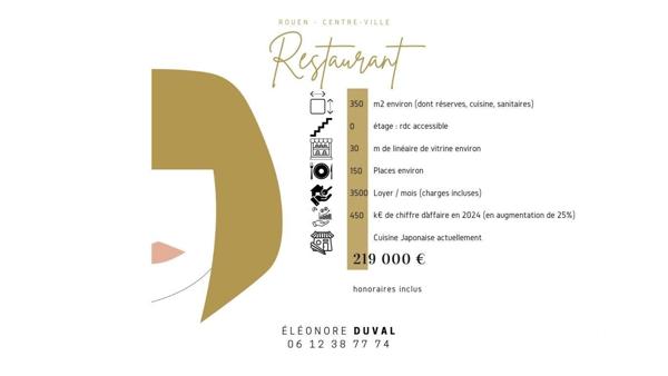 Restaurant à vendre 350 m² Rouen