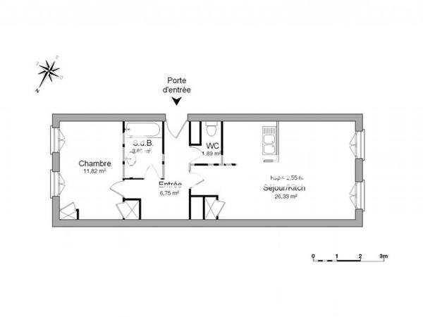 Location Appartement 2 pièces 50.65 m² - 44 RUE DE VERDUN St Vallier 26240