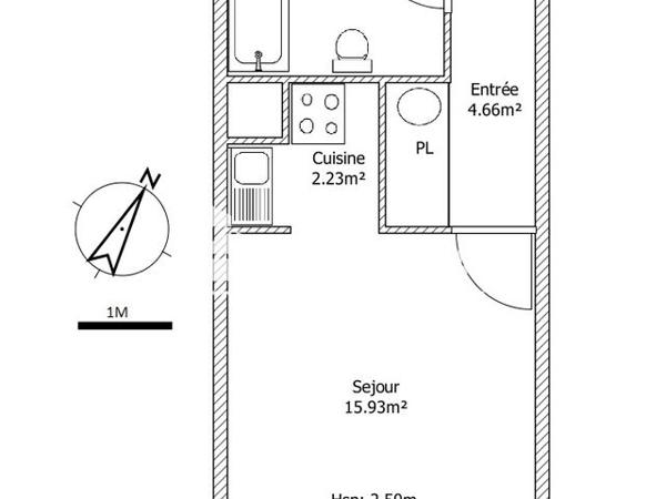Location Studio 26.55 m² - 11 RUE AUBER/18 RUE BEAUCOURT Lille 59800