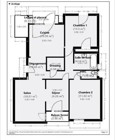 Appartement T3 de 84m² sur la commune d'Allauch