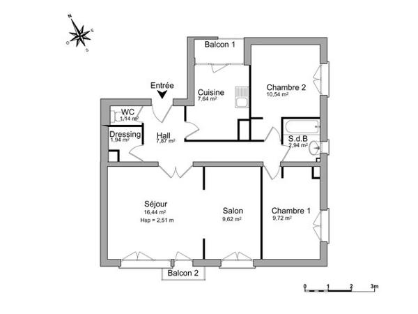 Location Appartement 4 pièces 67.85 m² - 14/16 AVENUE G. FOURREAU Le Plessis Trevise 94420