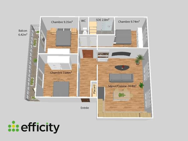 Appartement 4 pièces - 60 m²