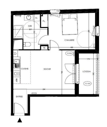 Appartement 2 pièces de 46 m² à Tours (37100)