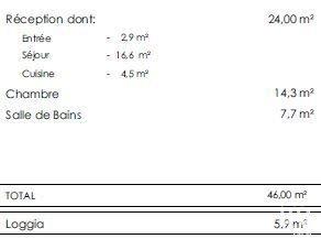 Appartement 2 pièces de 46 m² à Tours (37100)