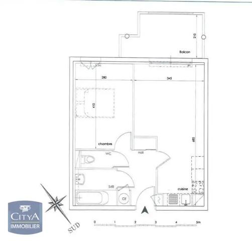 Appartement à louer 2 pièces 41.5m²