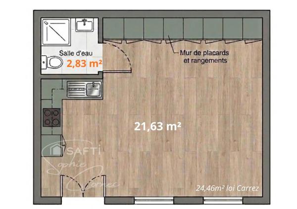 Studio en rez-de-chaussée avec parking privé