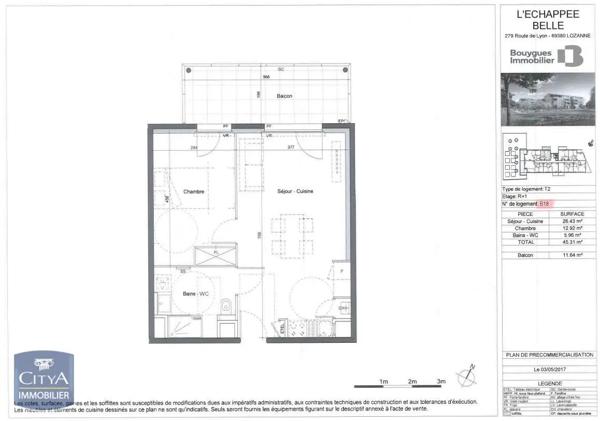 Appartement à louer 2 pièces 45.31m²