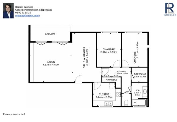 Boulogne-Billancourt (92100) Bel appartement de 87 m2 avec 2 chambres à Boulogne Nord