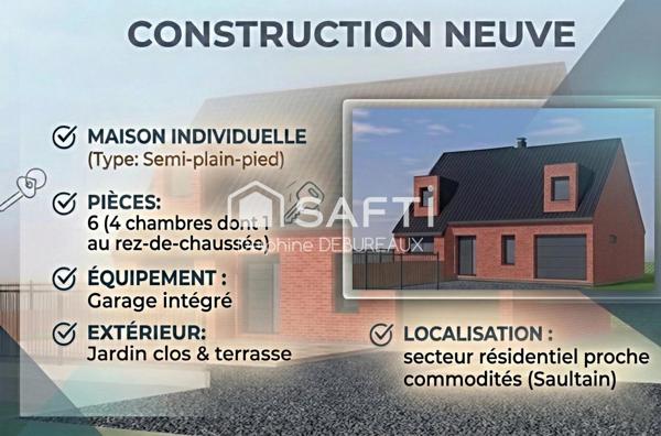 MAISON INDIVIDUELLE NEUVE SEMI PLAIN-PIED – SAULTAIN