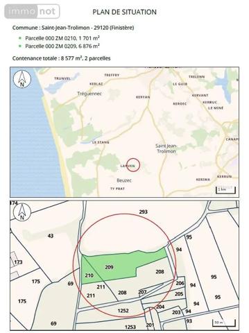 Achat - Terrain de loisirs, bois, étangs Saint-Jean-Trolimon 29120 8577 m 2