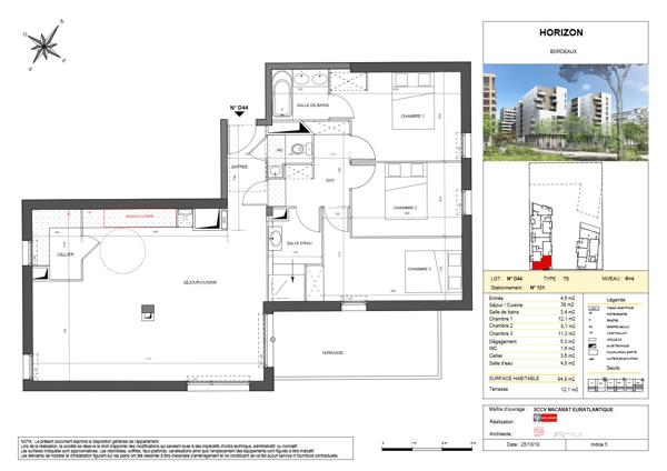 A VENDRE -NOUVEAU QUARTIER BRIENNE -Appartement Bordeaux 4 pièce(s) 95 m2