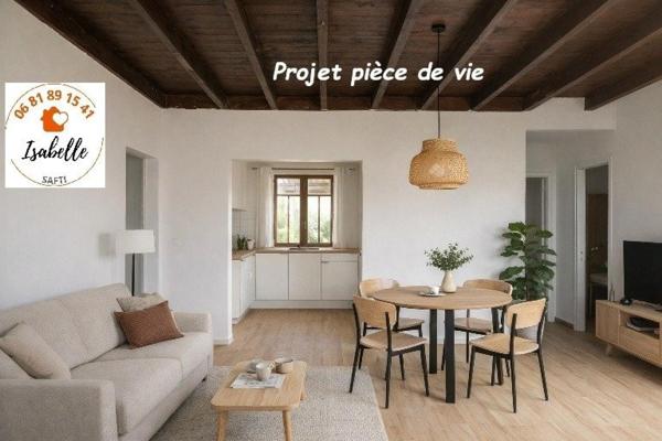 Maison de 75 m² de plain-pied individuelle, 2 chambres, vue sur les Pyrénées, avec très beau terrain 5146 m².