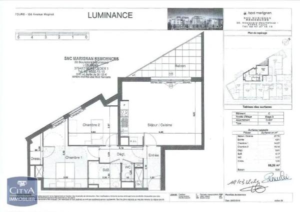 Appartement à louer 3 pièces 68.26m² Tours (37100)