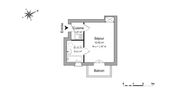 Location Studio 19.02 m² - Grenoble 38000