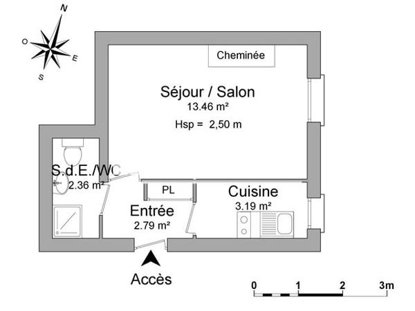 Location Studio 21.8 m² - 9 RUE DAVY Paris 75017