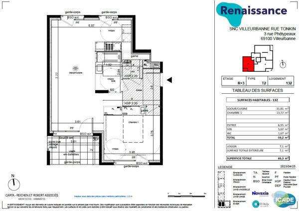 Villeurbanne (69100) BRS - T2 avec terrasse
