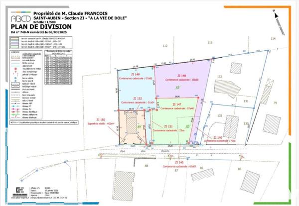 SAINT AUBIN (39410) une parcelle de terrain à bâtir d'une surface de 965 m²