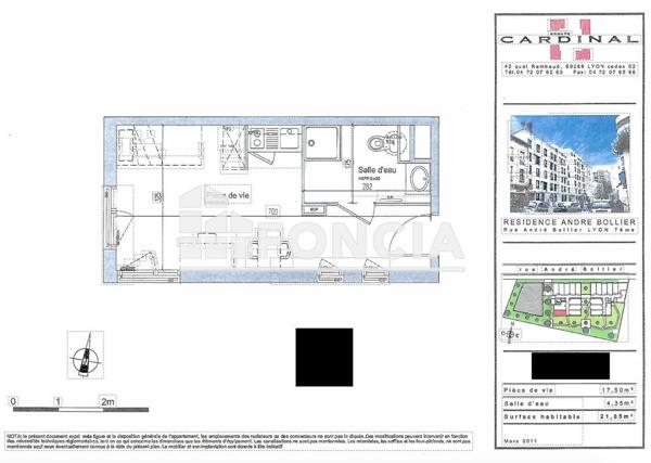 À vendre Studio 21.85 m² - Lyon 69007