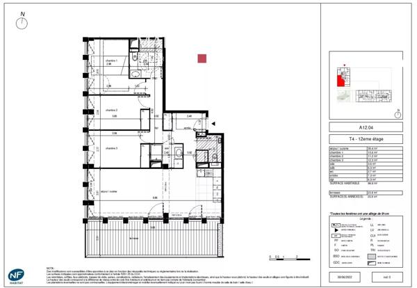 LYON – appartement neuf luxe 4 pièces, grande terrasse panoramique SUD, parking
