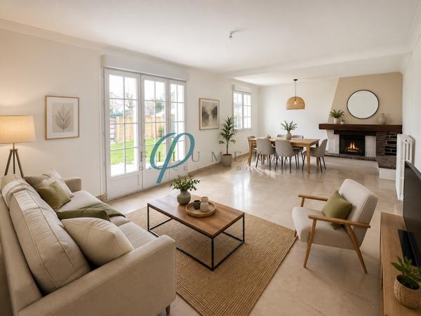 Grande maison avec séjour salon, cuisine sur rez-de-jardin avec 4 chambres + 1 étage à aménager