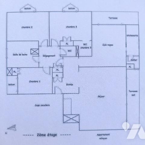 GAP prox. centre-ville - Appartement T4 de 110 m² av terrasses, cheminée - Cave - Garage possible ..